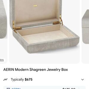 AERIN Gray Shagreen Box with Gold Accent